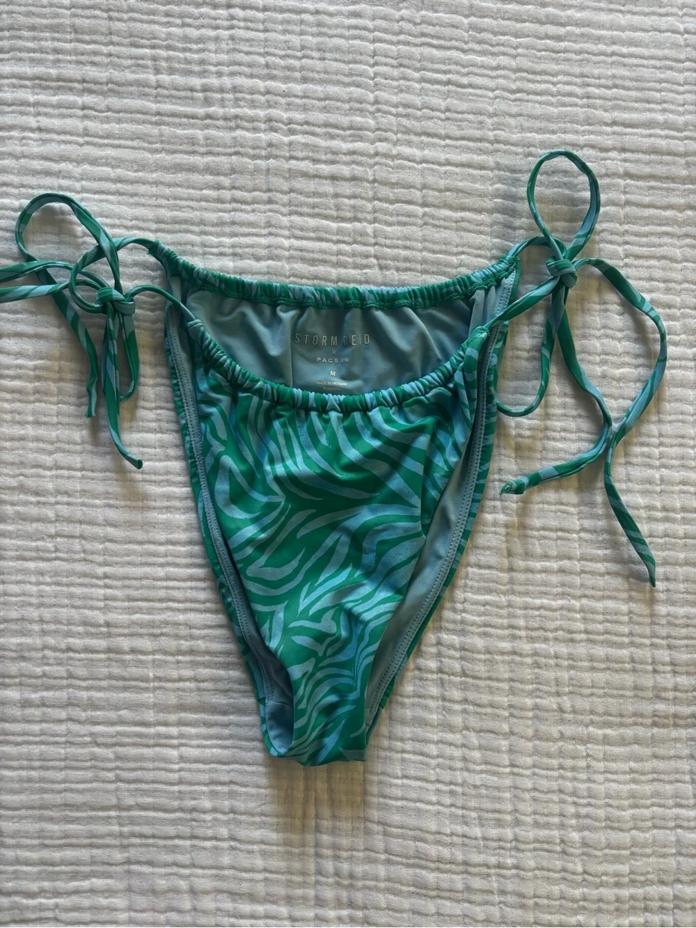 Storm Reid x PacSun Green and Blue Beaded Bikini Top and Bottoms